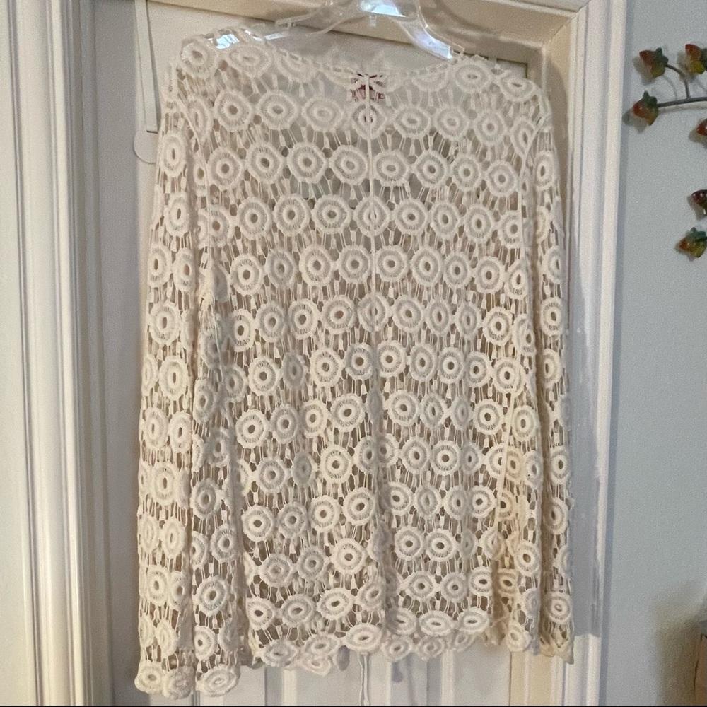 Chic Cream Lace Women's Cardigan - Picture 5 of 6